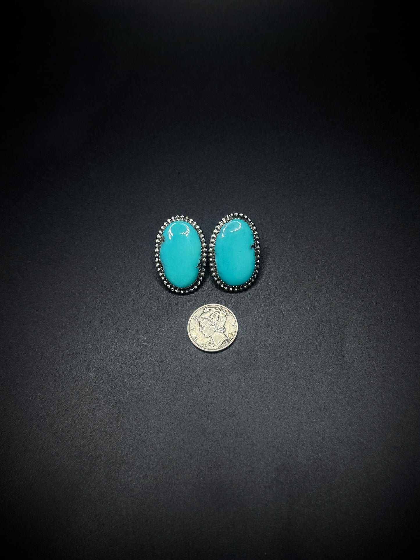 Kingman Turquoise Oval Studs