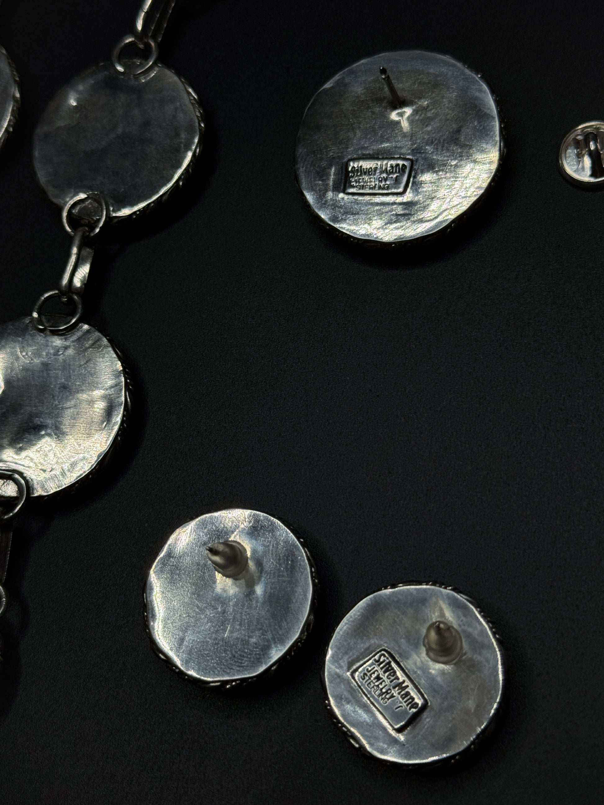 back plate stamping of wild horse earrings and pin